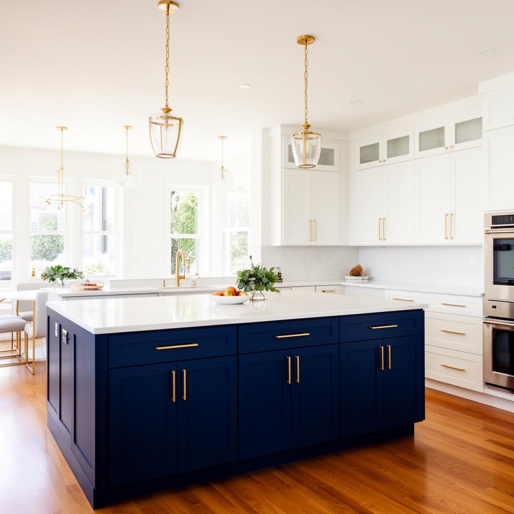 Navy and white kitchen remodel